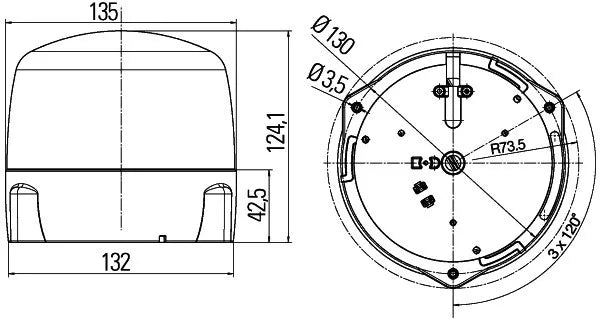 Hella RotaLED Beacon Fixed Mount Amber Multivolt 10-32V