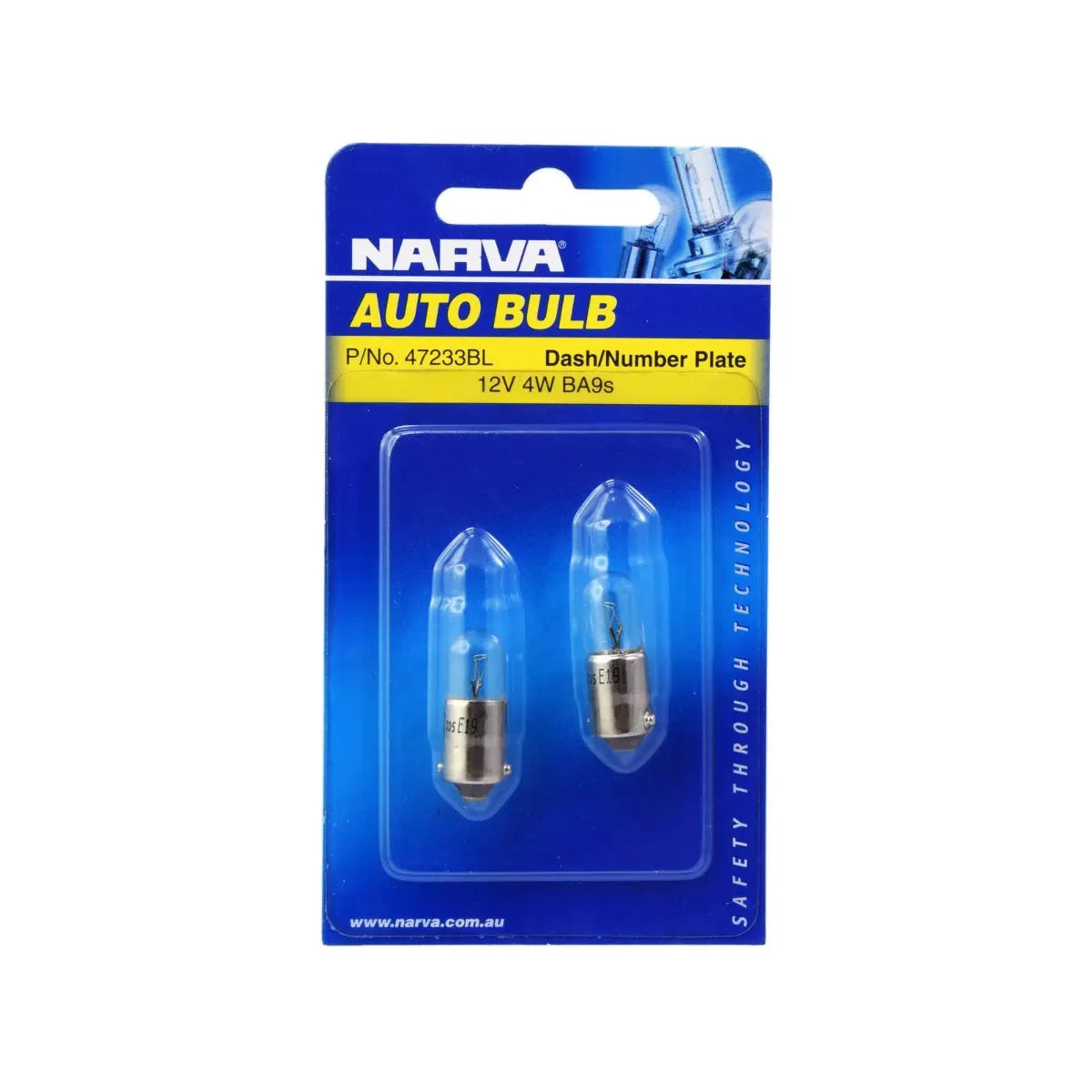 Narva 12V 4W T4W BA9S Incandescent Globe Pack Of 2