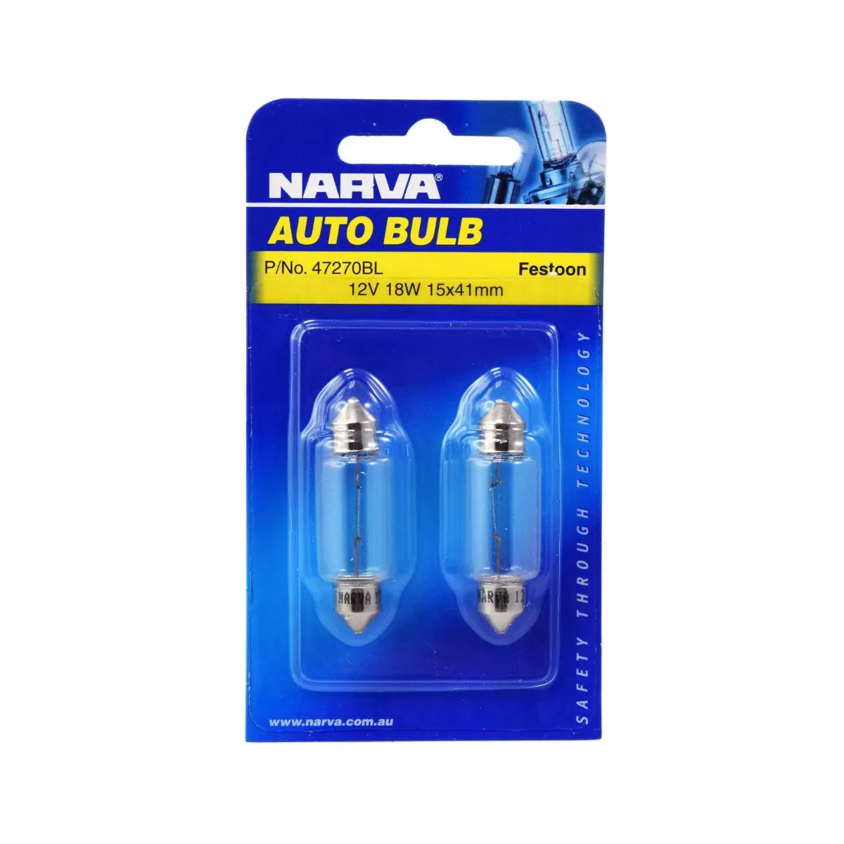 Narva 12V 18W SV8-5.8 Festoon Globe 41mm Pack Of 2