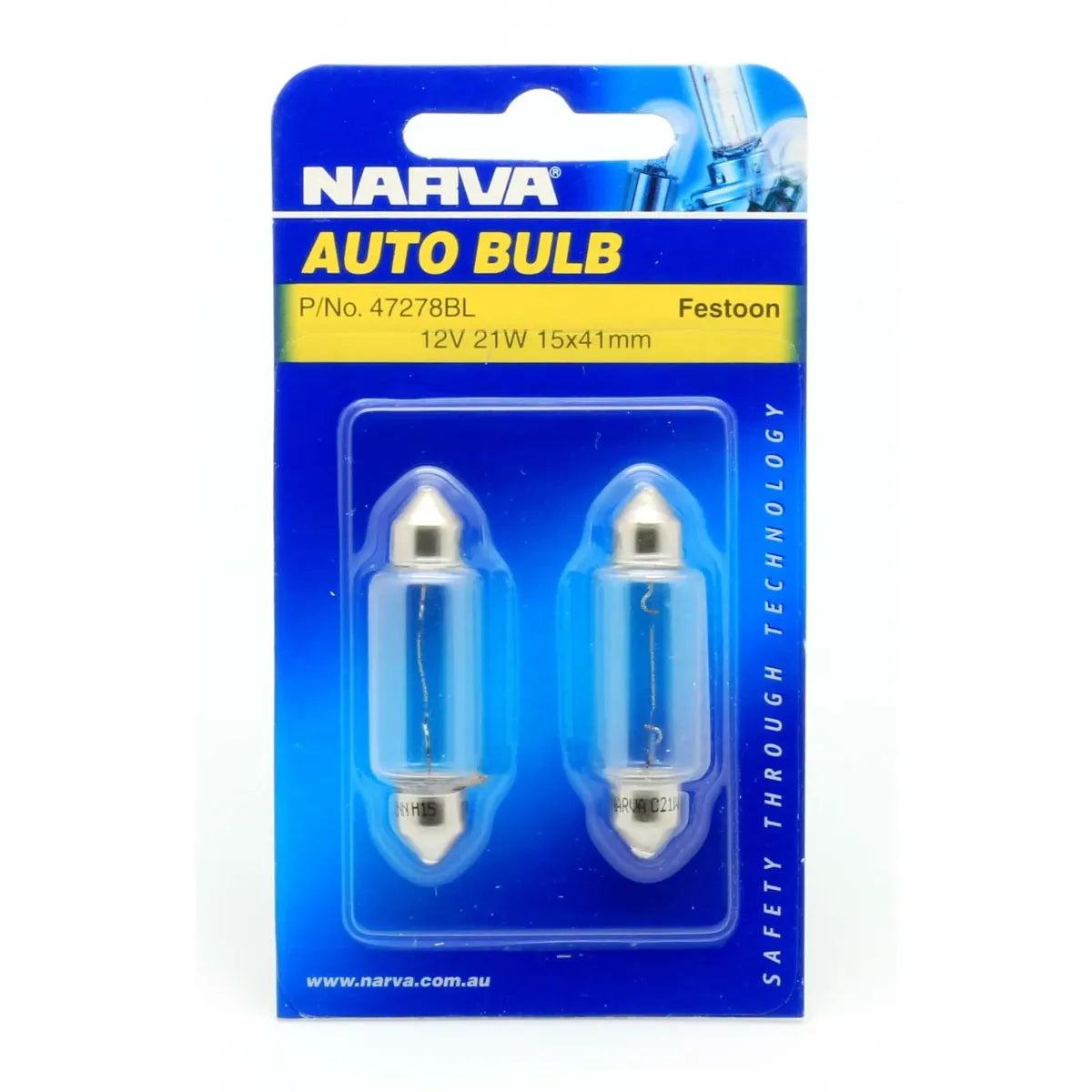Narva 12V 21W C21W SV8-5.8 Festoon Globe 41mm Pack Of 2