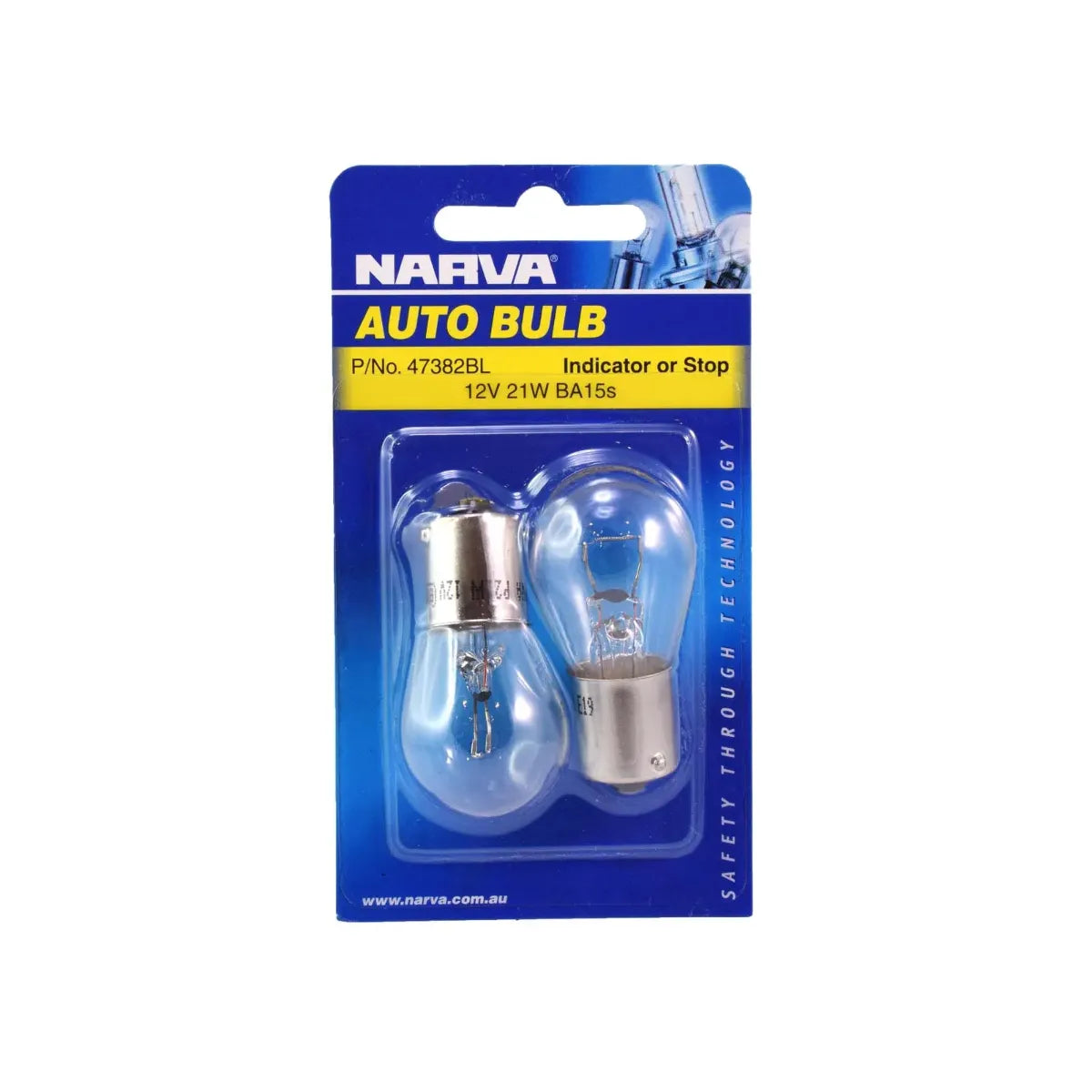 Narva 12V 21W P21W BA15S Incandescent Globe Pack Of 2