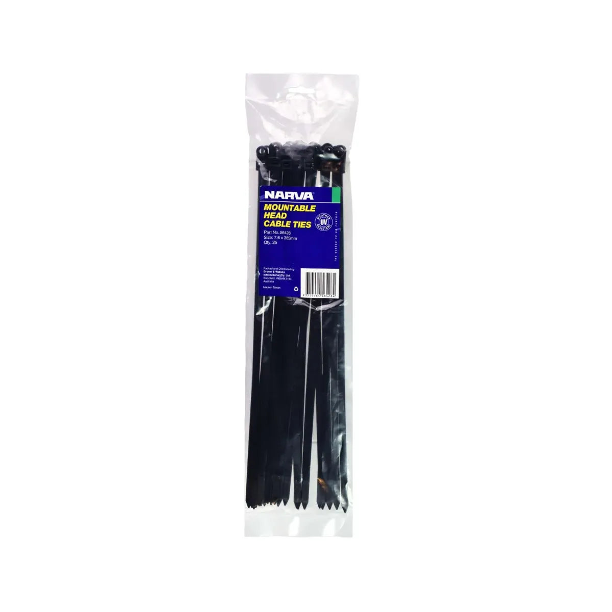 Narva Mountable Head Cable Tie 7.6 x 385mm 25 Pack
