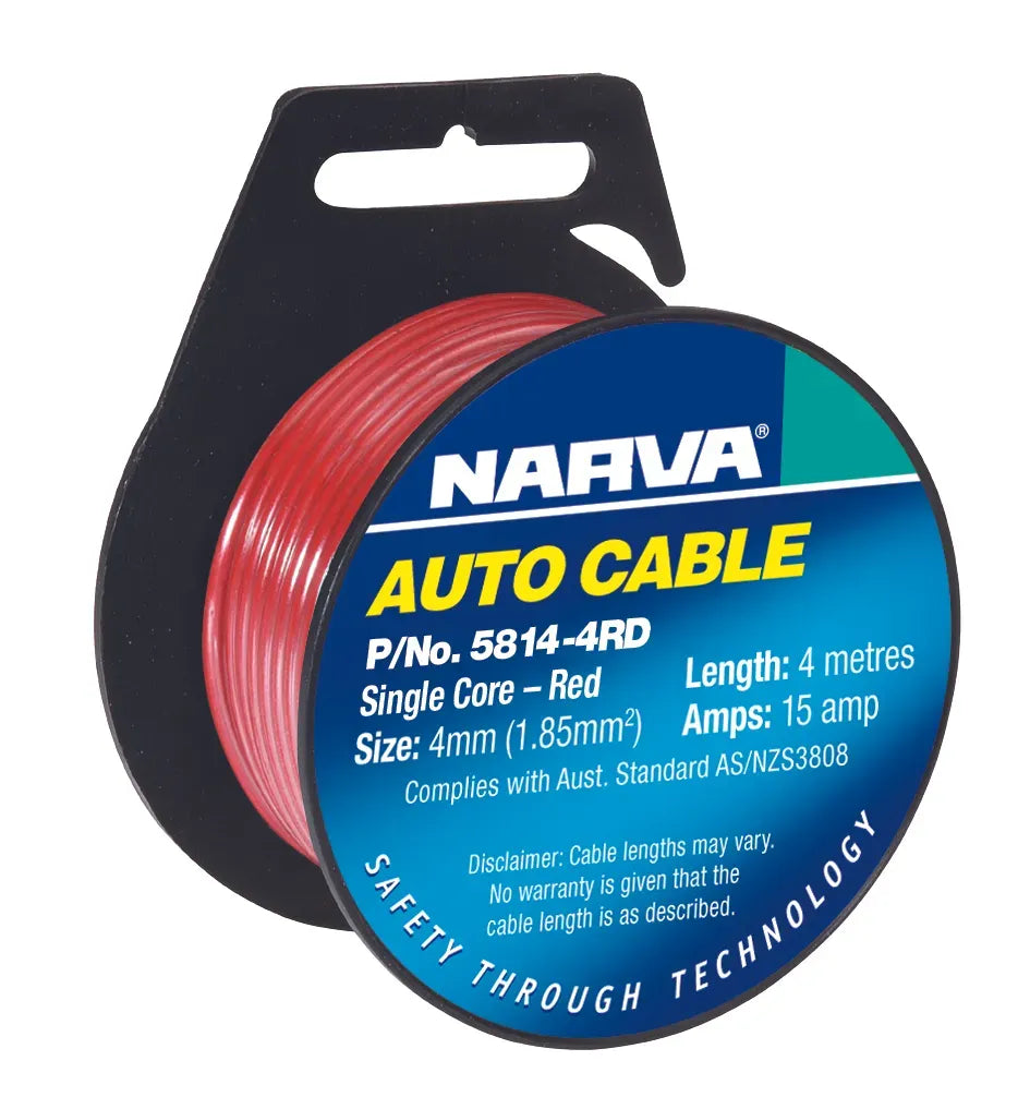 Narva Single Core Cable 4mm 15A 4m Red