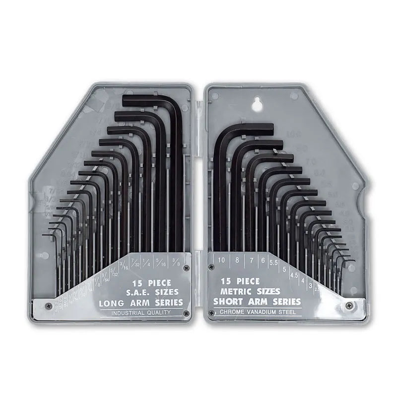 30pce Hex Key Set AF & Metric Chrome Vanadium