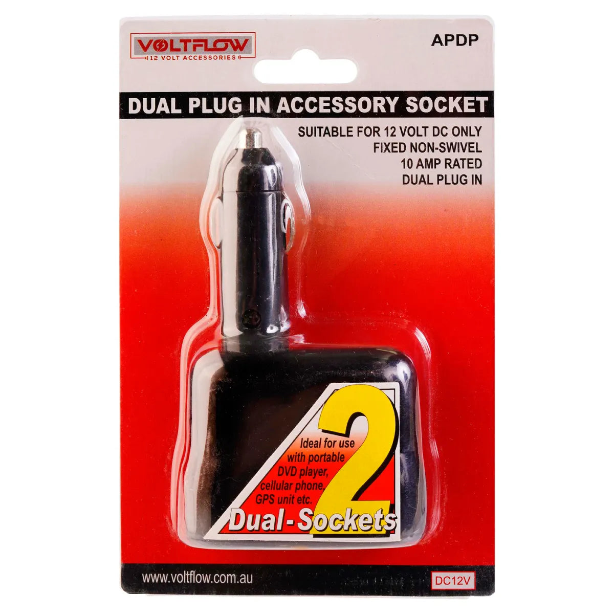 VoltFlow 12V Dual Socket Accessory Plug 10A