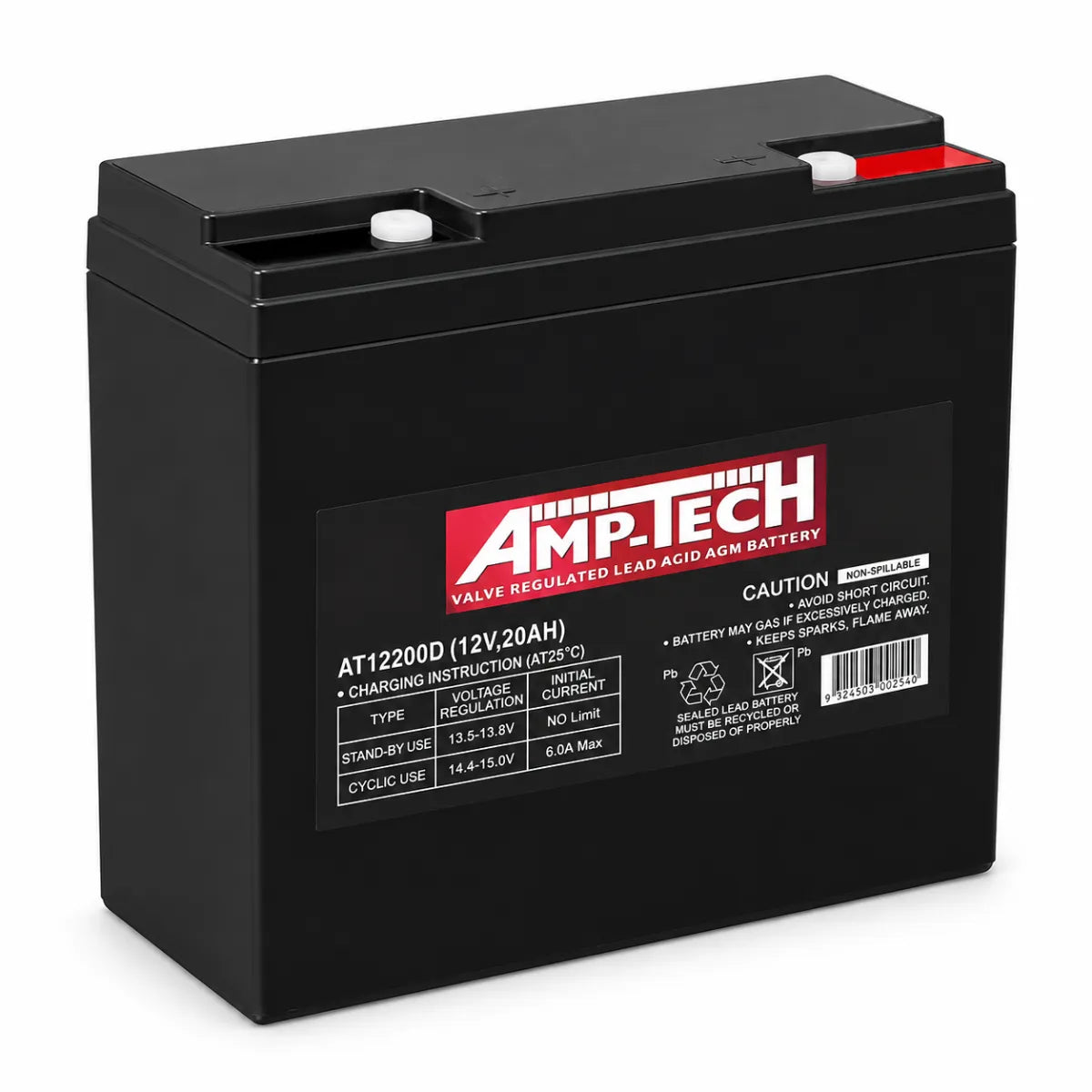 Amp-Tech AT12200D VRLA Sealed Standby Battery 20Ah