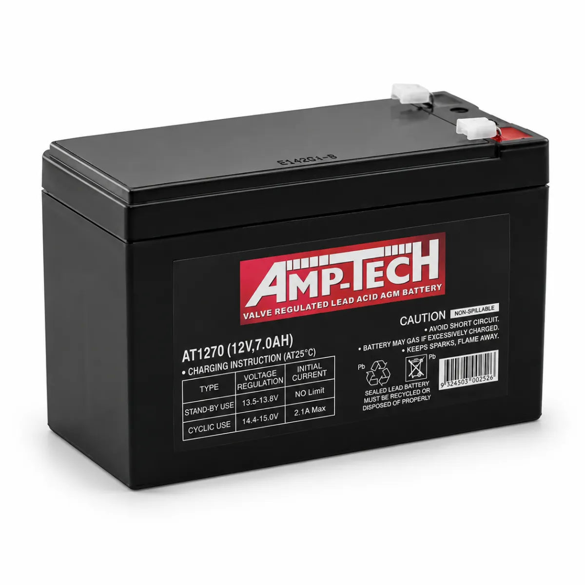 Amp-Tech AT1270 VRLA Sealed Standby Battery 7Ah