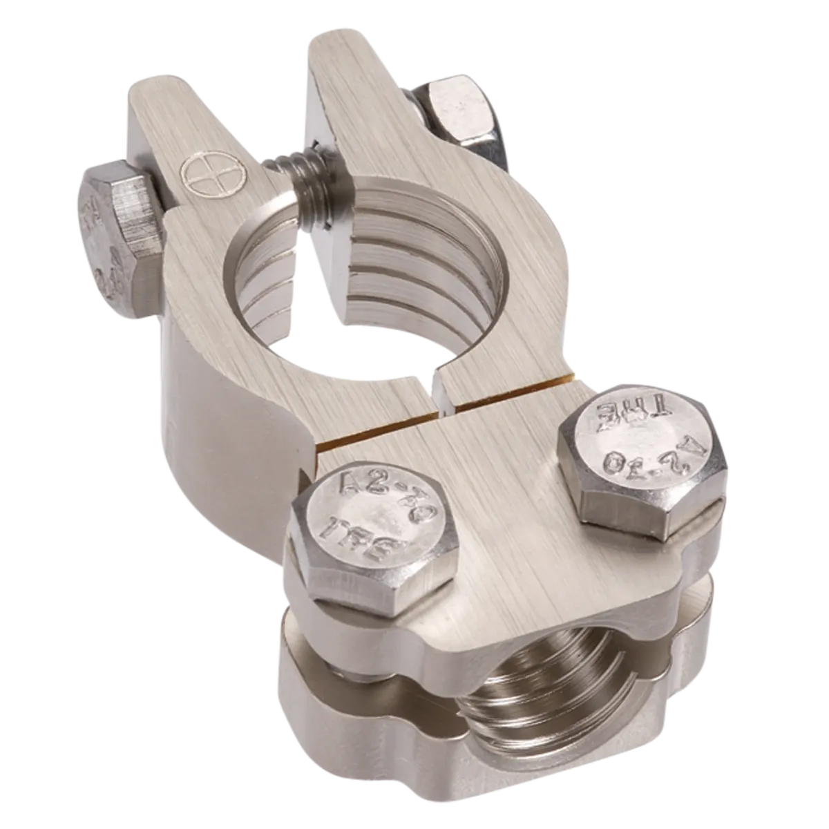 Projecta Satin Forged Brass Battery Terminal Heavy Duty Saddle Positive 50-70mm²