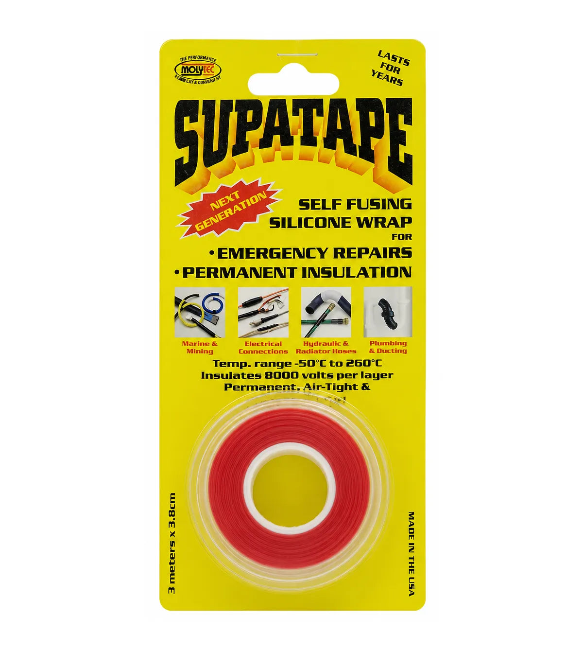 Supatape Self-Fusing Silicone Rubber Tape Red 3m x 25mm
