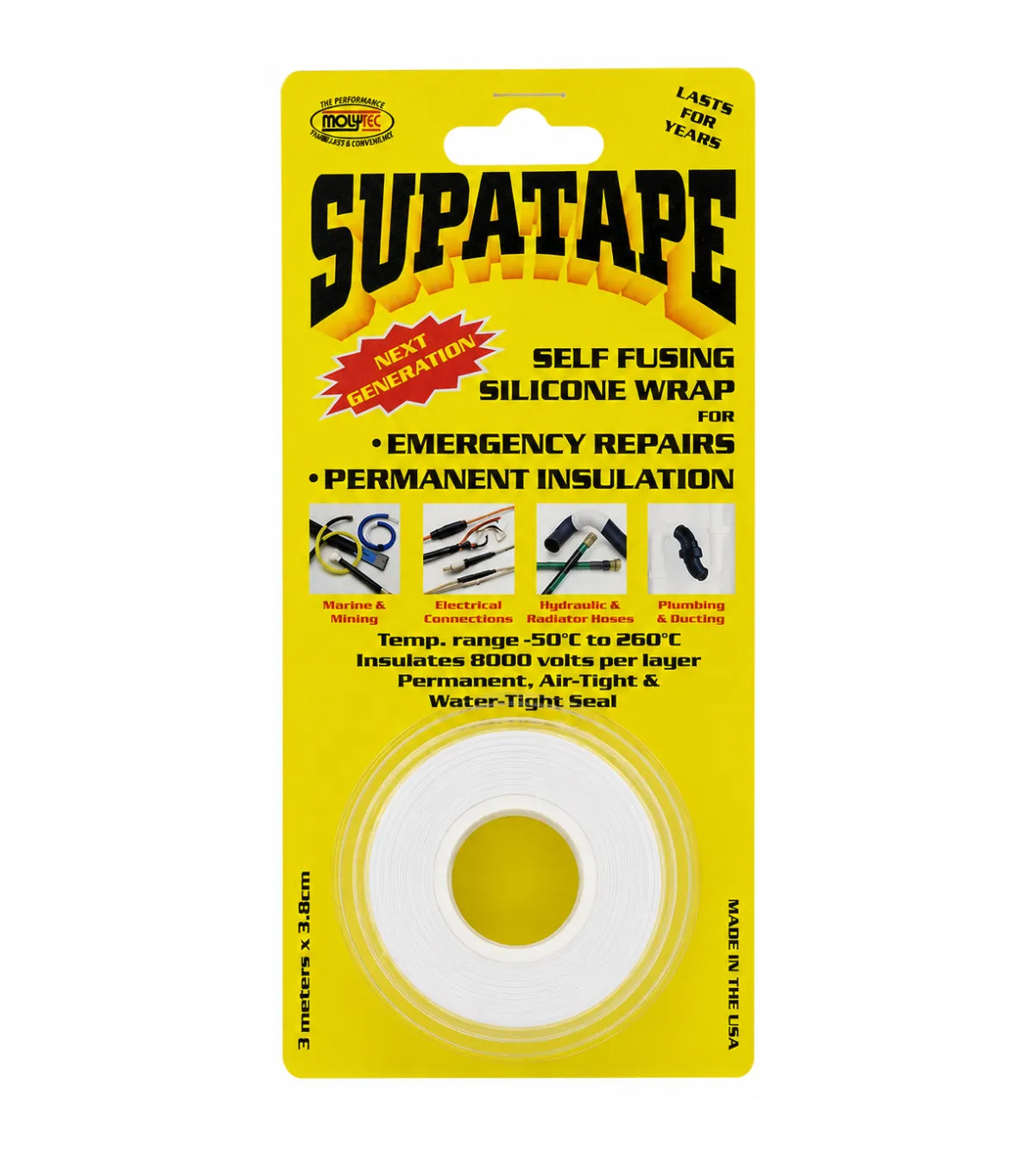 Supatape Self-Fusing Silicone Rubber Tape White 3m x 38mm