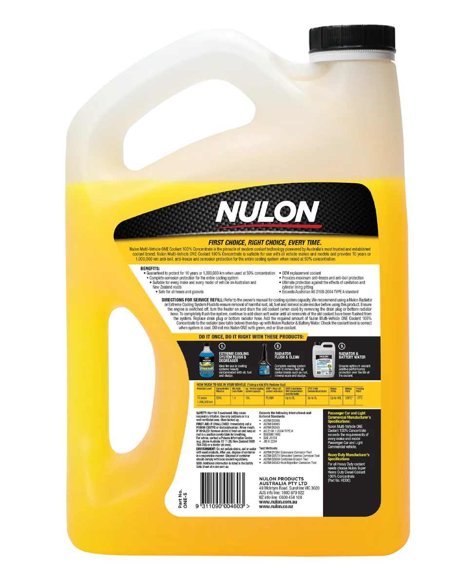 Nulon Multi-Vehicle ONE Coolant 100% Concentrate 5L