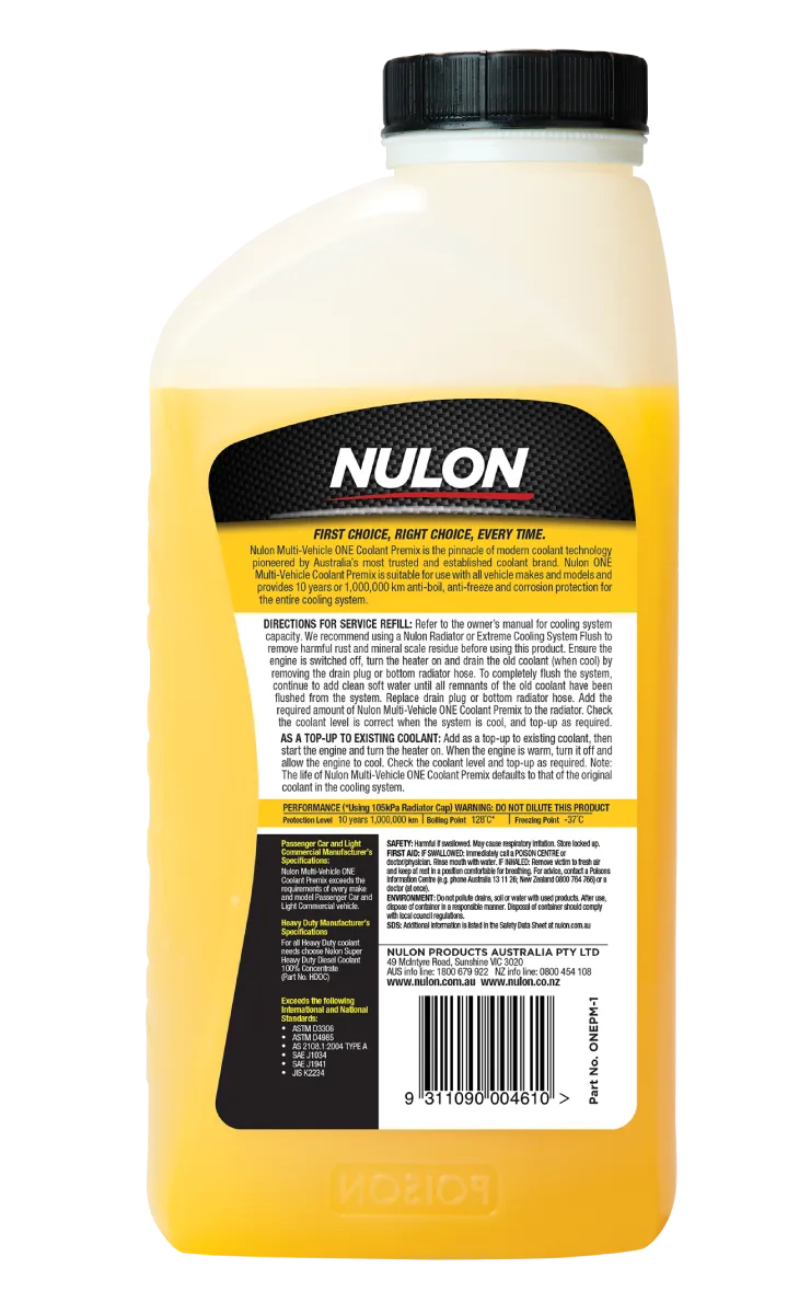 Nulon Multi-Vehicle ONE Coolant Premix 1L
