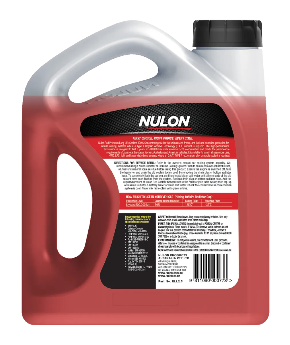 Nulon Red Premium Long Life Coolant 100% Concentrate 2.5L