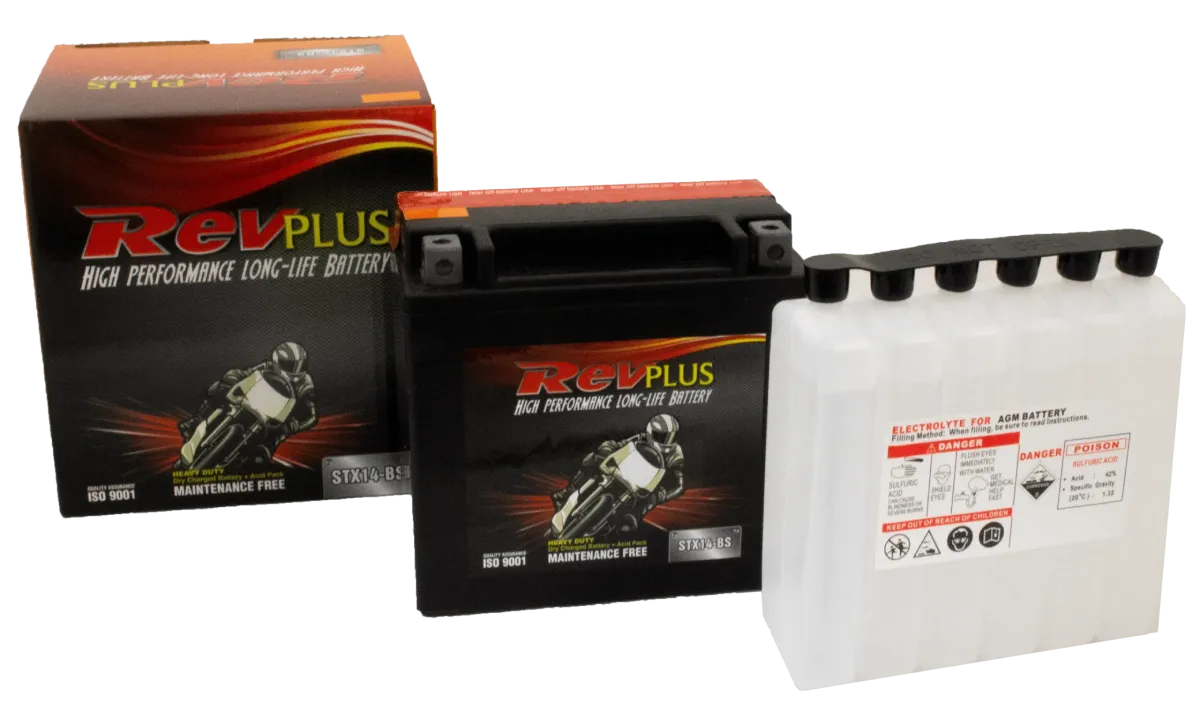 RevPlus STX14L-BS 200CCA 12Ah Powersport Battery Positive Right
