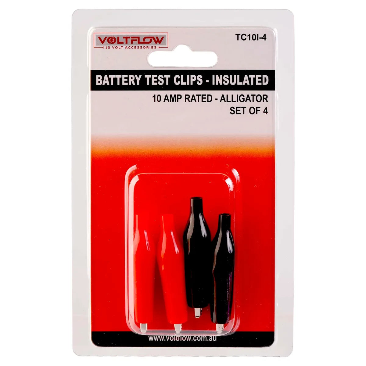 VoltFlow Alligator Clips 12V 10A Insulated 4 Piece