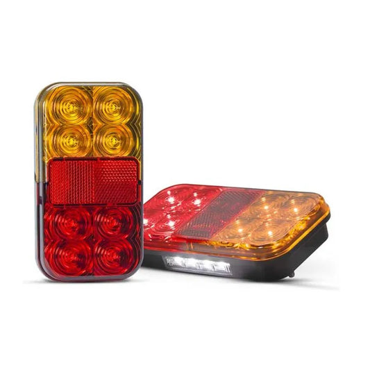 Pair of LED Combo Lamps 12V Stop/Tail/Ind & Reflector 10M Lead 150x80x29mm