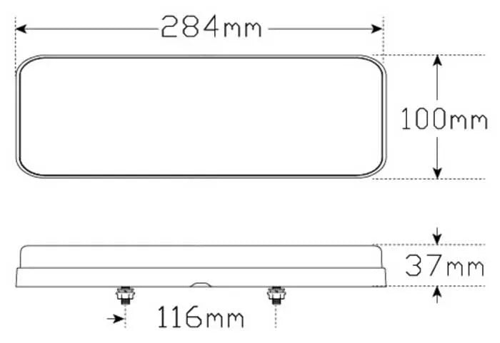 Pair of LED Combination Lamp 12-24V Stop/Tail/Ind/Rev Reflector 284x100x37mm