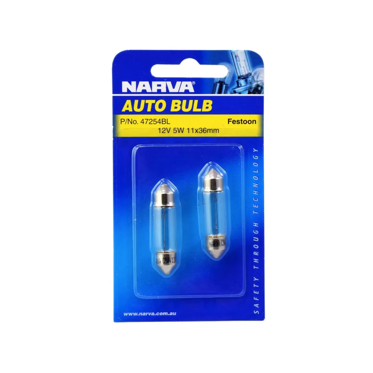 Narva 12V 5W C5W SV8-5.8 Festoon Globe 36mm Pack Of 2