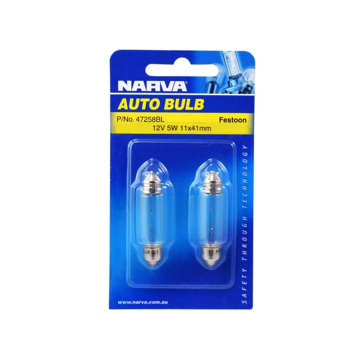 Narva 12V 5W SV8-5.8 Festoon Globe 41mm Pack Of 2