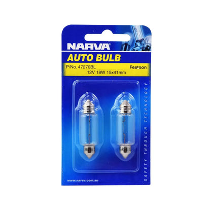 Narva 12V 18W SV8-5.8 Festoon Globe 41mm Pack Of 2