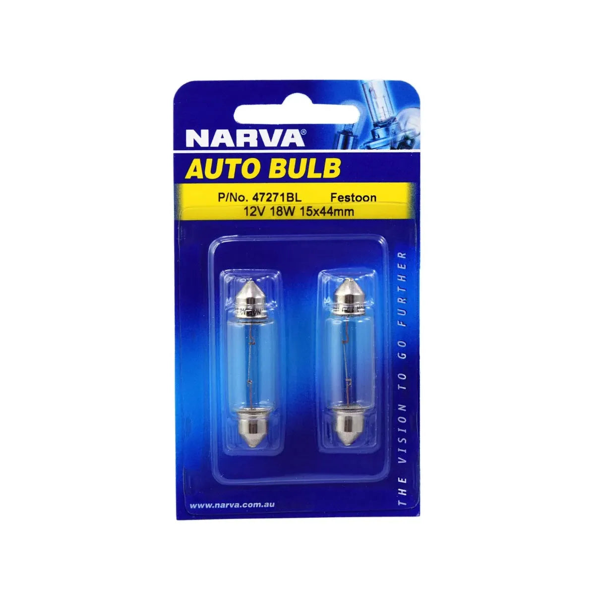 Narva 12V 18W SV8-5.8 Festoon Globe 44mm Pack Of 2