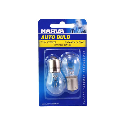 Narva 12V 21W P21W BA15S Incandescent Globe Pack Of 2