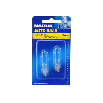 Narva 12V 5W W5W W2.1x9.5D Wedge Globe Pack Of 2