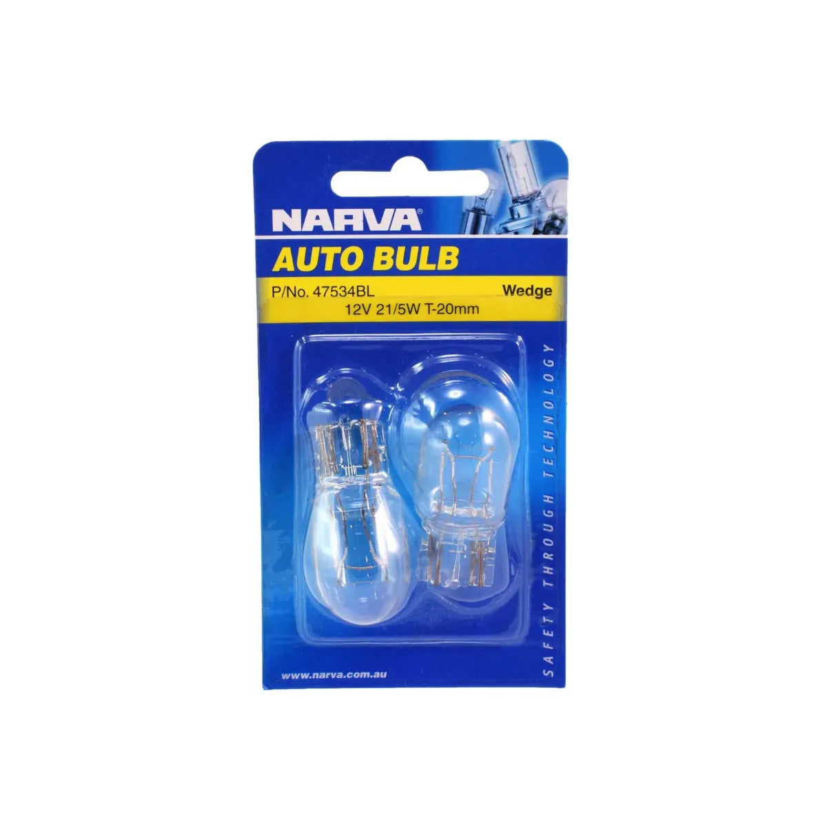 Narva 12V 21-5W W21-5W W3x16Q Wedge Globe Pack Of 2