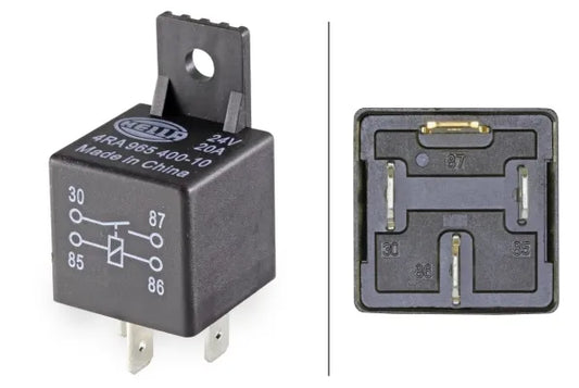 Hella Mini Relay 24V 4-Pin Normally Open 20A With Holder