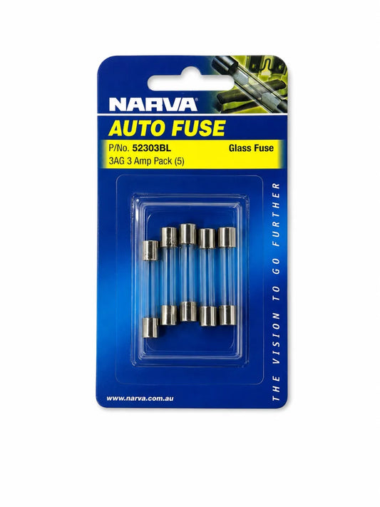 Narva 3A 3AG Glass Fuse Pack Of 5
