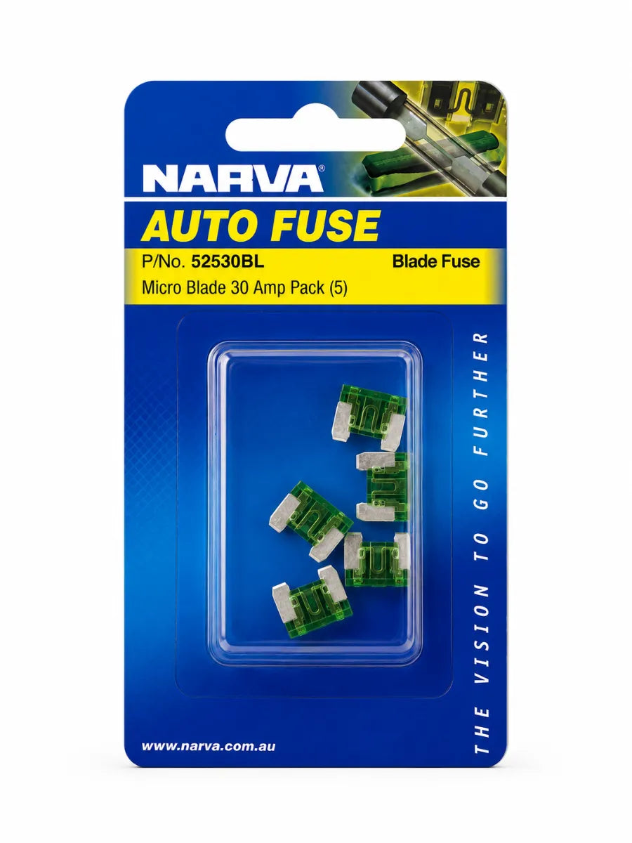 Narva 30A Green Micro Blade Fuse Pack Of 5