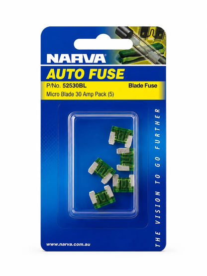 Narva 30A Green Micro Blade Fuse Pack Of 5