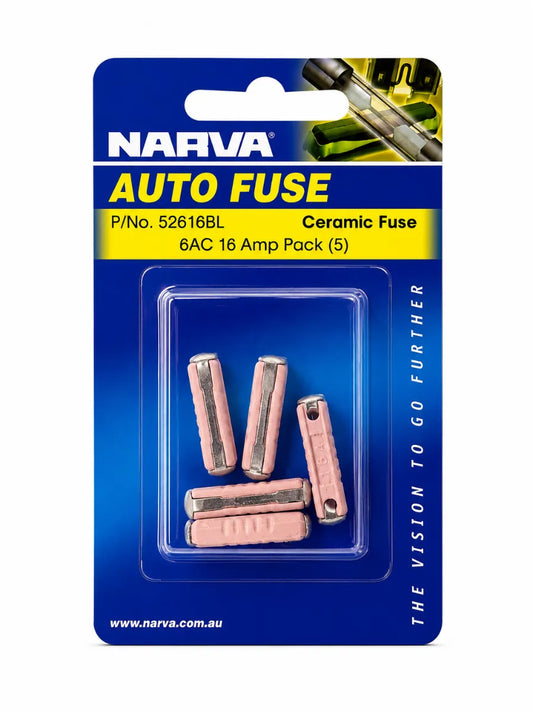 Narva 16A Red 6AC Ceramic Fuse Pack Of 5
