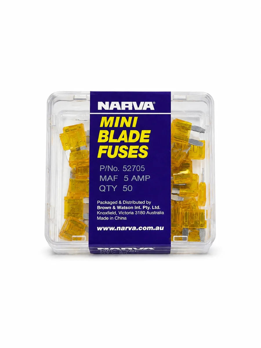 Narva 5A Orange Mini Blade Fuse Box Of 50