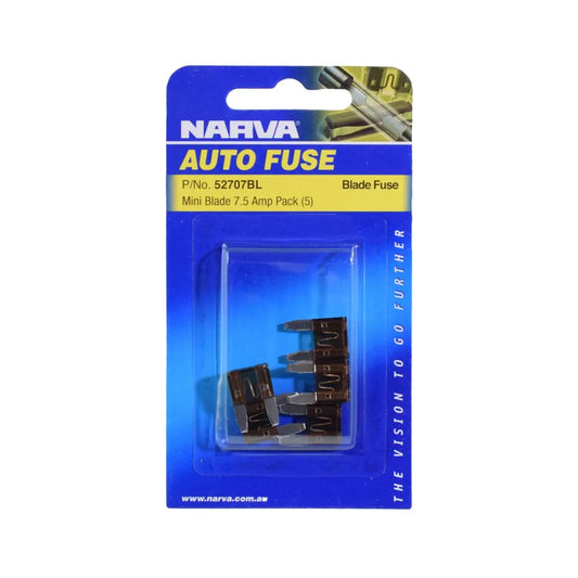Narva 7.5A Brown Mini Blade Fuse Pack Of 5
