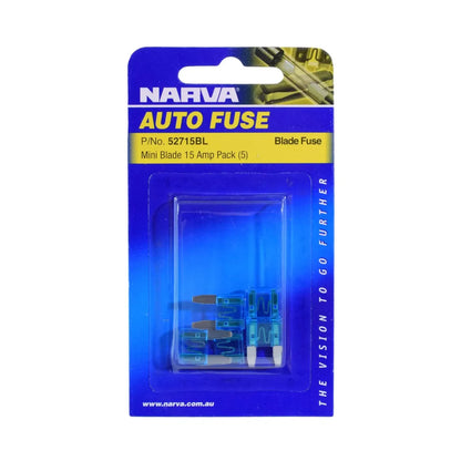 Narva 15A Blue Mini Blade Fuse Pack Of 5