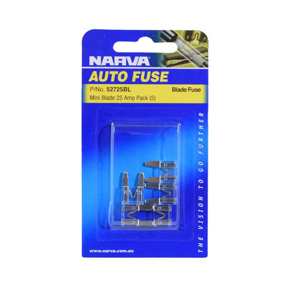 Narva 25A White Mini Blade Fuse Pack Of 5