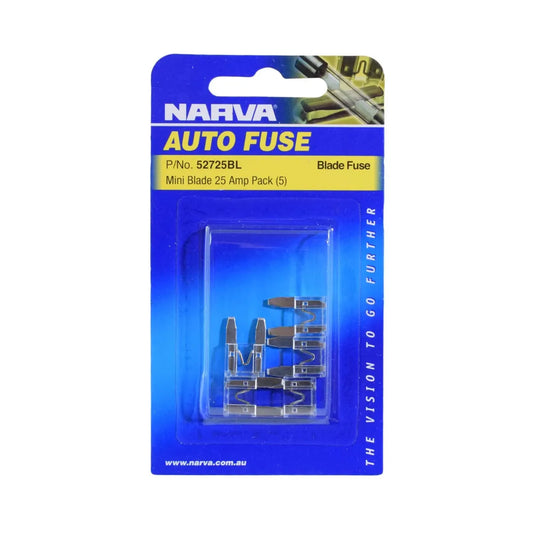 Narva 25A White Mini Blade Fuse Pack Of 5