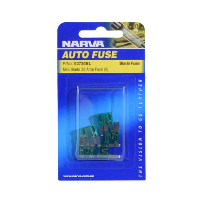 Narva 30A Green Mini Blade Fuse Pack Of 5
