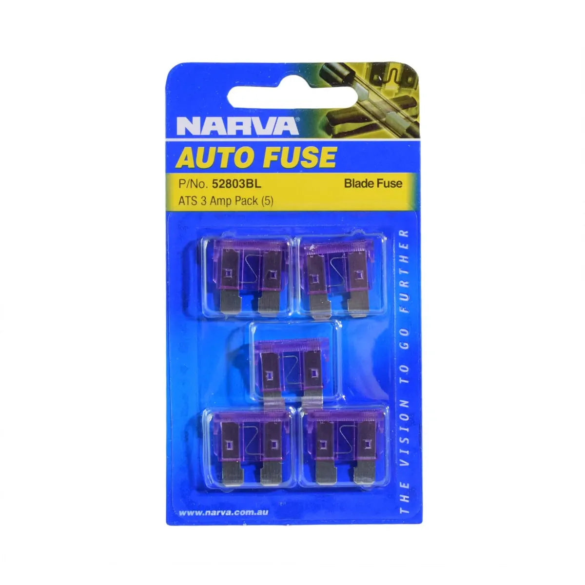 Narva 3A Purple Standard ATS Blade Fuse Pack Of 5