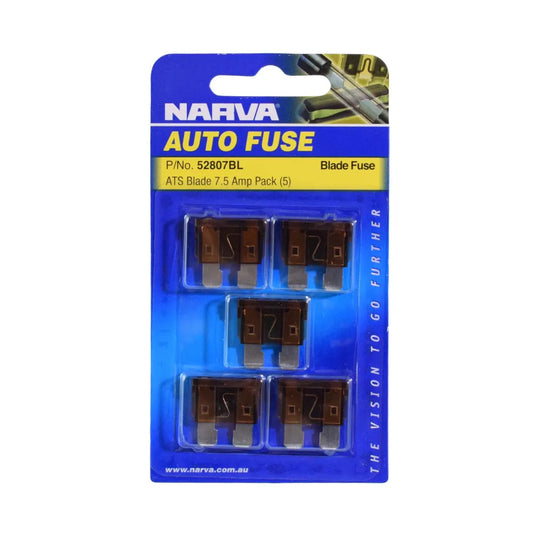 Narva 7.5A Brown Standard ATS Blade Fuse Pack Of 5