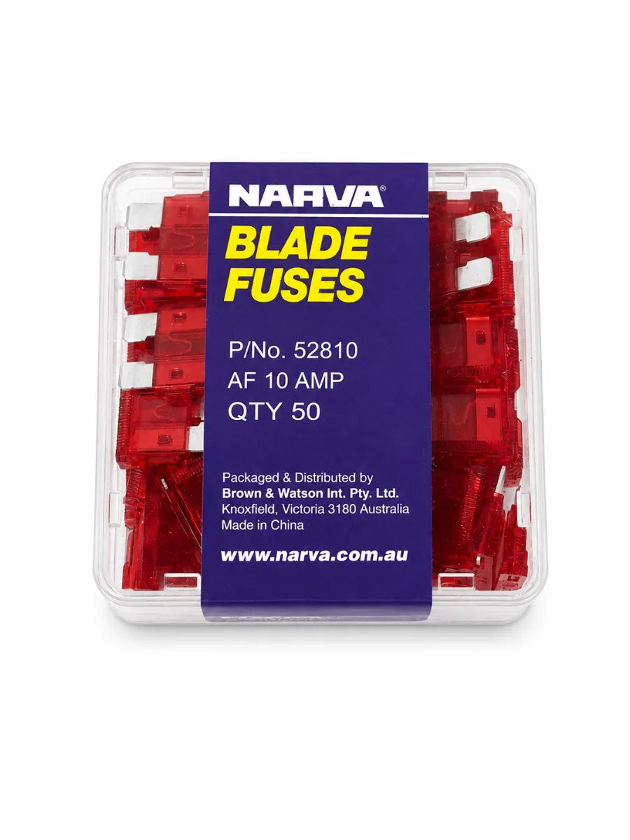 Narva 10A Red Standard ATS Blade Fuse Box Of 50