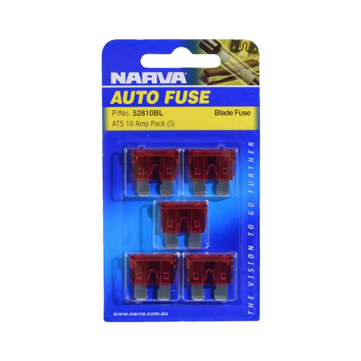 Narva 10A Red Standard ATS Blade Fuse Pack Of 5