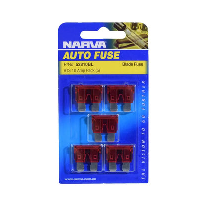Narva 10A Red Standard ATS Blade Fuse Pack Of 5