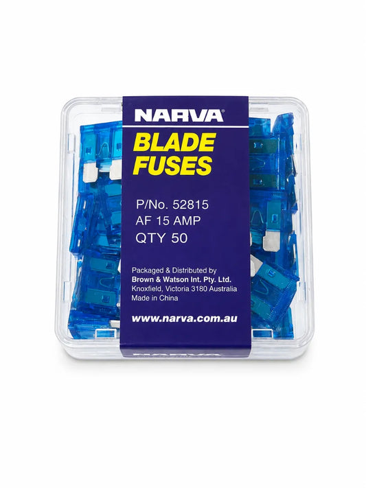 Narva 15A Blue Standard ATS Blade Fuse Box Of 50