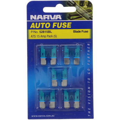 Narva 15A Blue Standard ATS Blade Fuse Pack Of 5