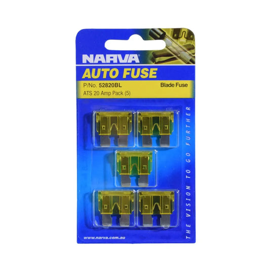Narva 20A Yellow Standard ATS Blade Fuse Pack Of 5
