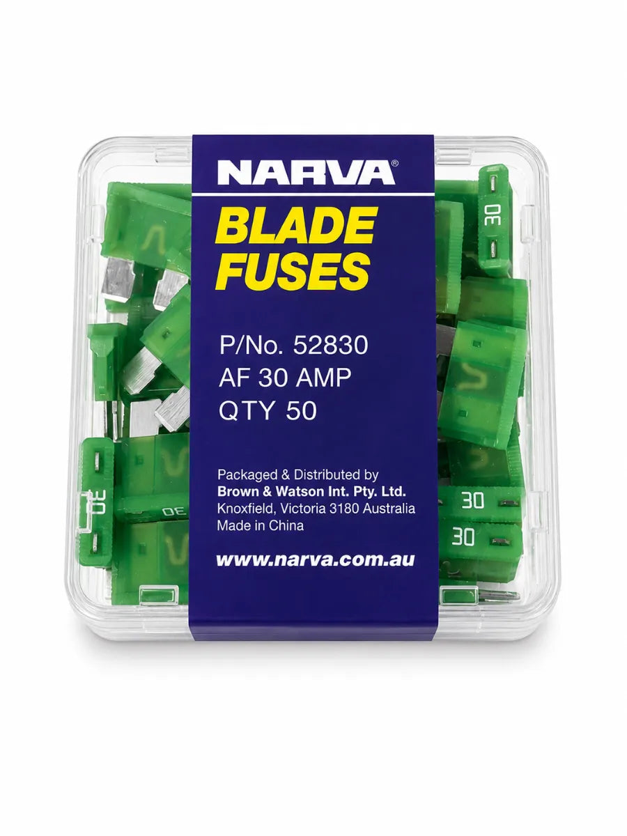 Narva 30A Green Standard ATS Blade Fuse Box Of 50