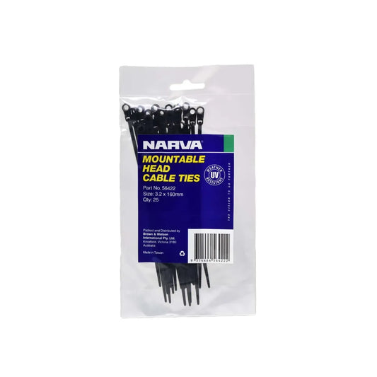 Narva Mountable Head Cable Tie 3.2 x 160mm 25 Pack