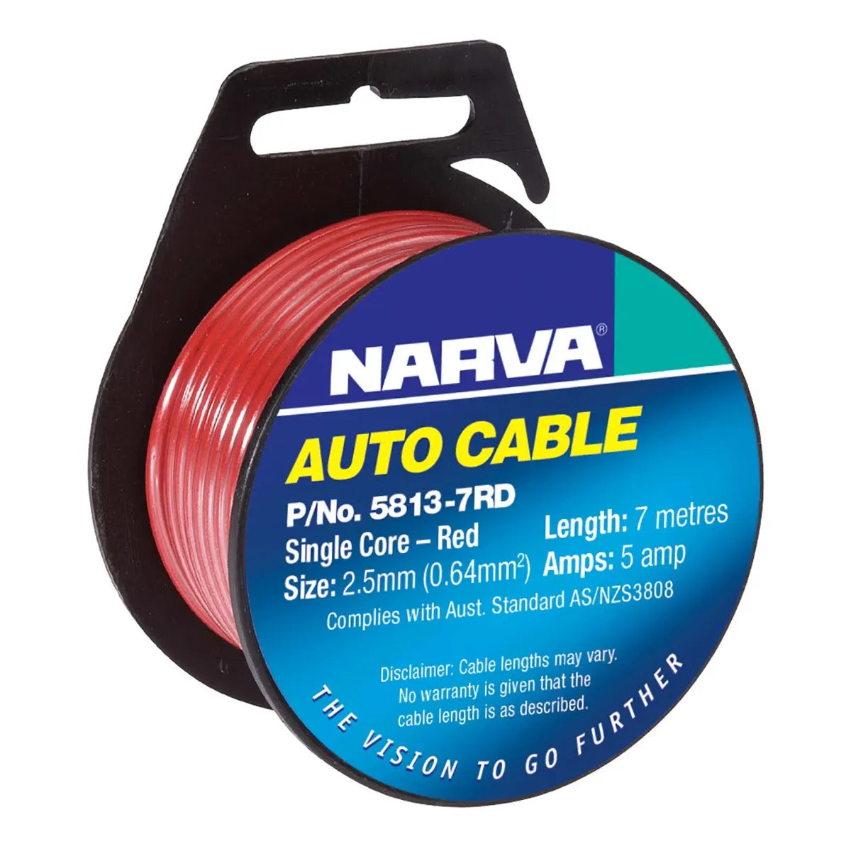 Narva Single Core Cable 3mm 10A 7m Red